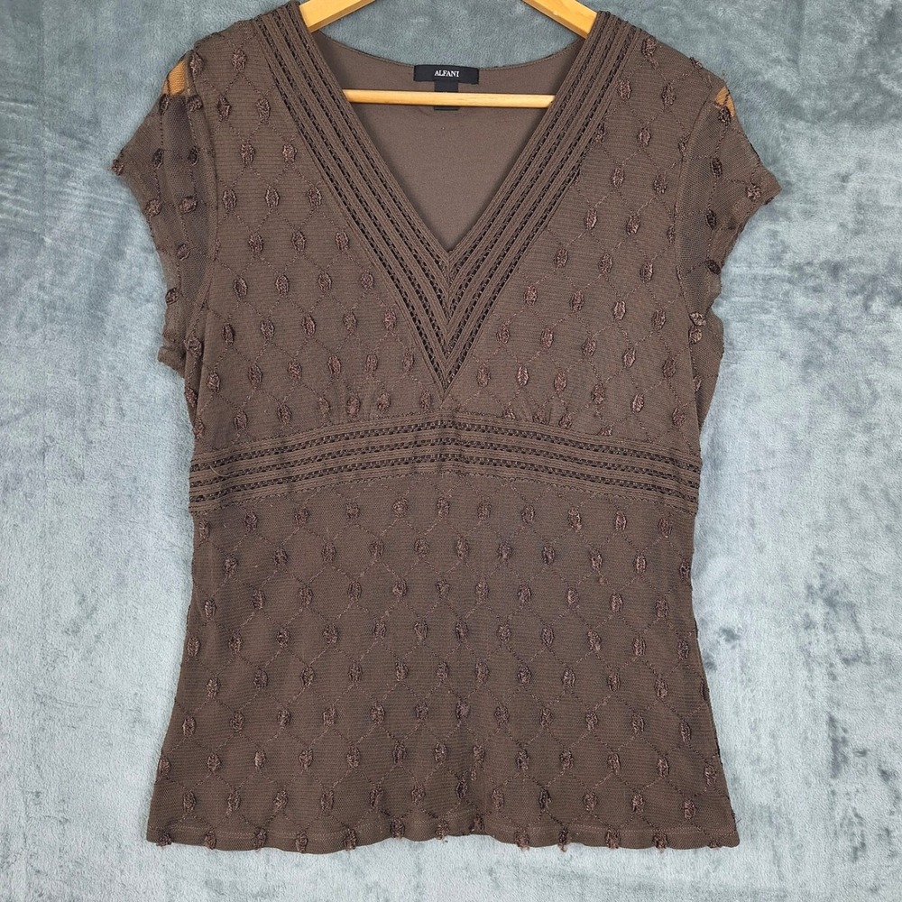 Vintage Womens Top XL Brown Babydoll Y2K Fairy Goblincore Mesh‎ Whimsigoth Boho
